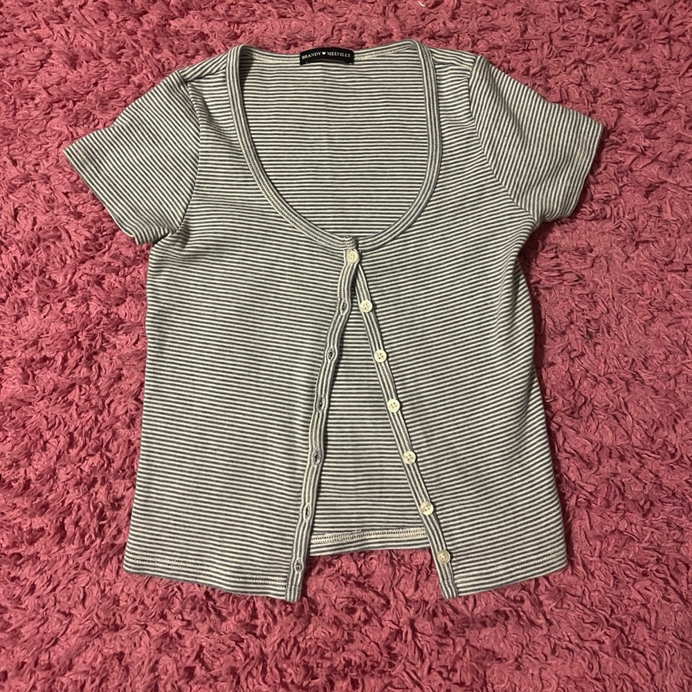 Blue and white pinstripe brandy Melville button up